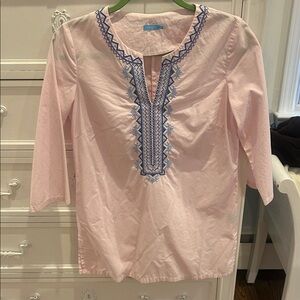Pink Tunic with Blue Embroidery j McLaughlin